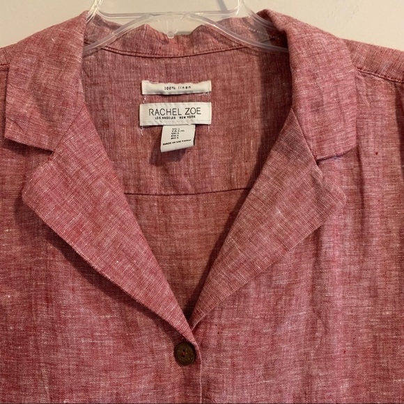 Rachel Zoe Shirt Twee Linen Boxy Short Sleeve Button Up Shirt - Picture 4 of 9